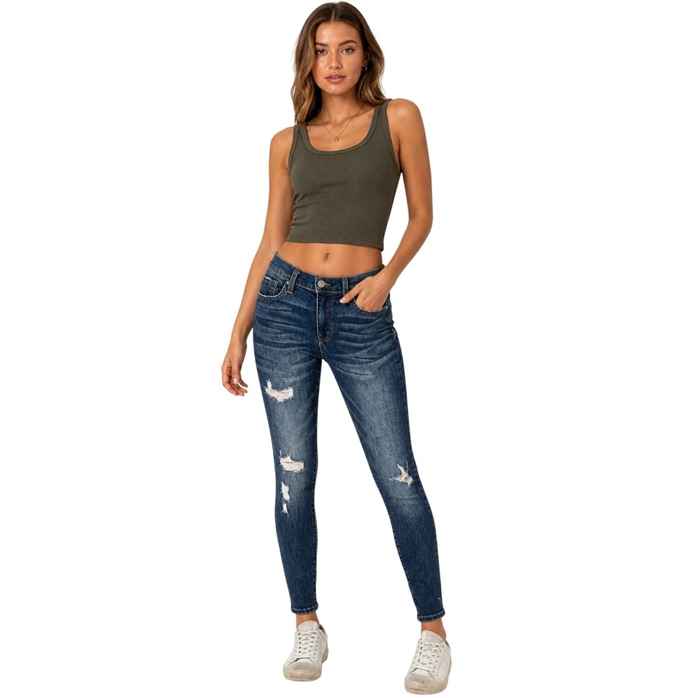 Flying Monkey‎ Distressed Skinny Jeans Blue Mid Rise Stretch Denim